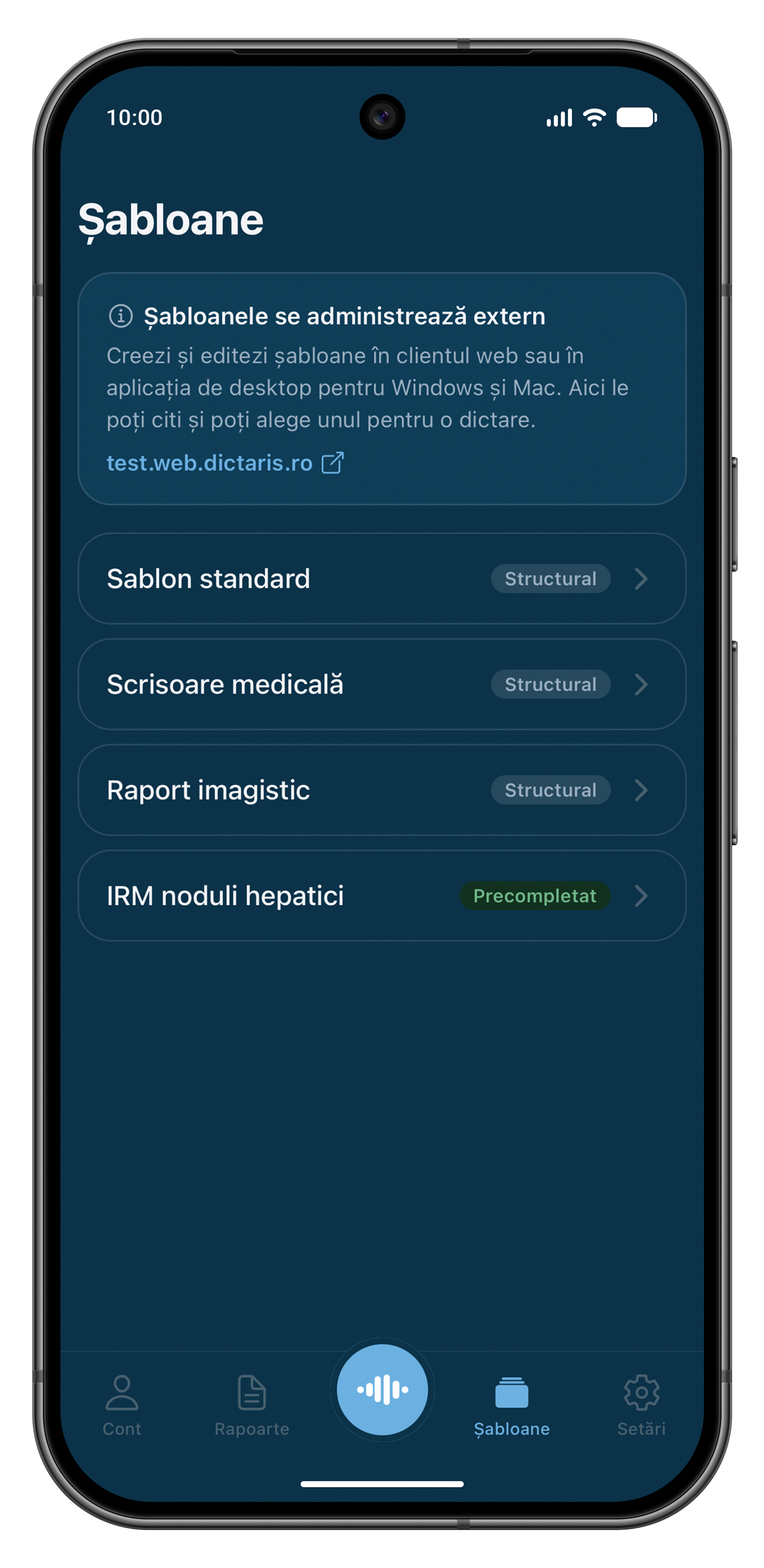 Dictaris Go pe un telefon Android