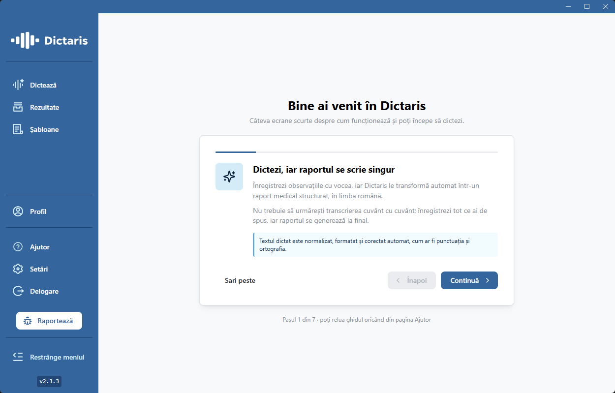 Dictaris Neo: captură aplicație